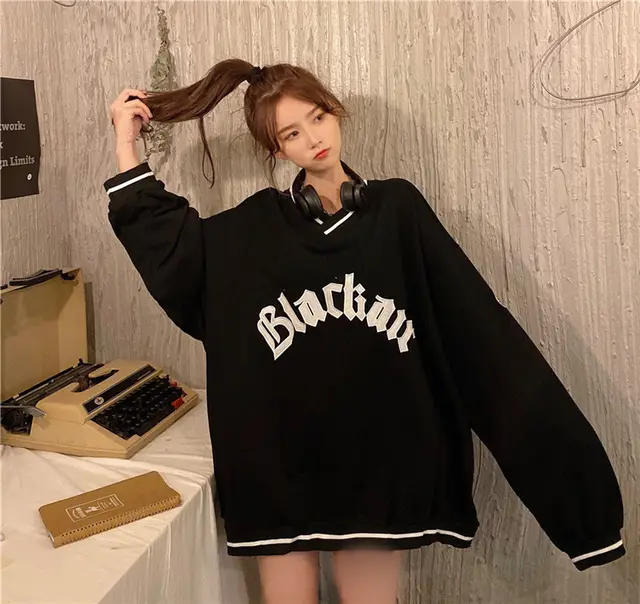Letter Fleece Colorblock V Neck Baseball Jacket Women's Black - Shop at LoveMi