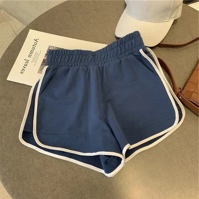 Sports Women's New Elastic Waist Slim Running Wide Leg Shorts Blue - Shop at LoveMi