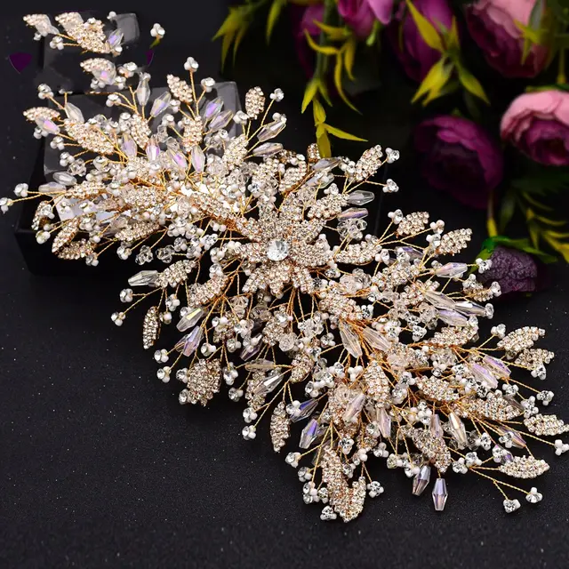 Wedding Headwear New Golden Luxury Creative Hair Accessories Gold Headpiece - Shop at LoveMi