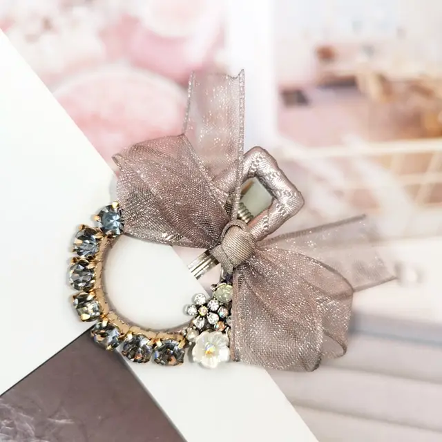 Hairpin Fashion Lace Mesh Butterfly Hair Accessories Metal Clip Female Sweet Bangs Grey - Shop at LoveMi