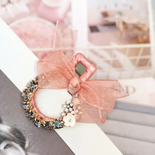 Hairpin Fashion Lace Mesh Butterfly Hair Accessories Metal Clip Female Sweet Bangs Pink - Shop at LoveMi