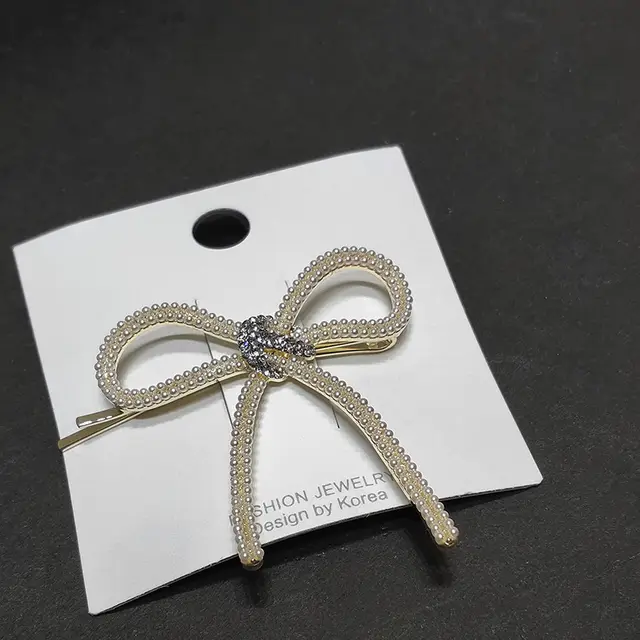 Pearl And Diamond Bow Hair Clip Pearl - Shop at LoveMi