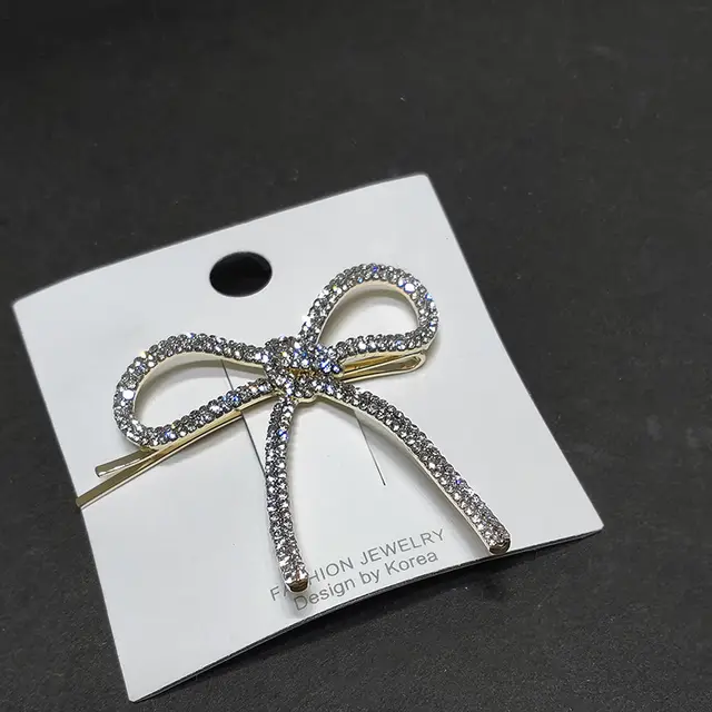 Pearl And Diamond Bow Hair Clip Rhinestones - Shop at LoveMi