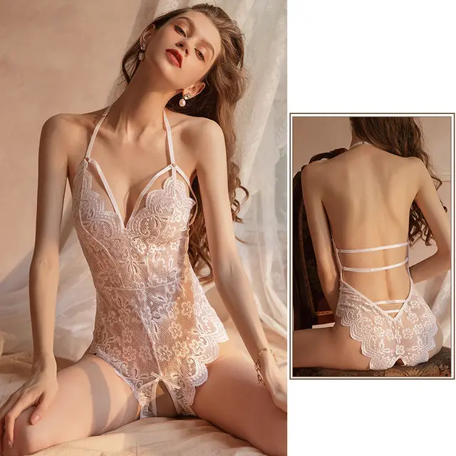 European And American Erotic Lingerie Ladies Bodysuit Lace White - Shop at LoveMi