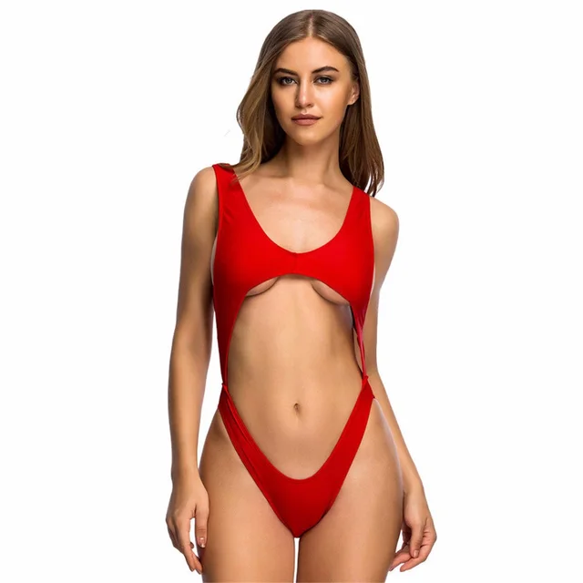 Fashion Solid Color Back Cutout Sling Swimsuit Set Red - Shop at LoveMi