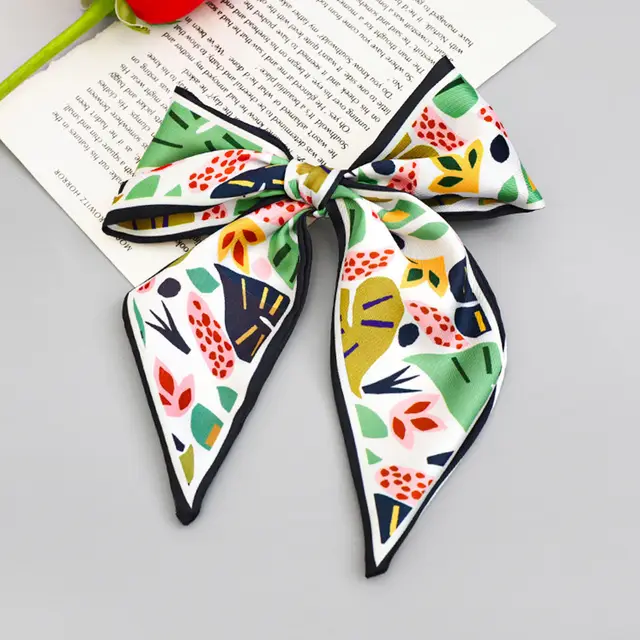 Printed Fabric Bow Ponytail Spring Clip Ladies Outing Headdress Top Clip G - Shop at LoveMi