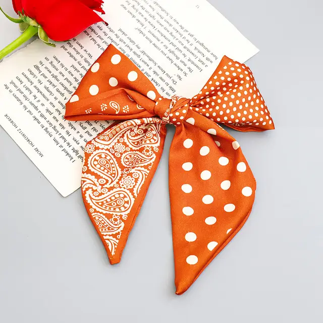 Printed Fabric Bow Ponytail Spring Clip Ladies Outing Headdress Top Clip J - Shop at LoveMi