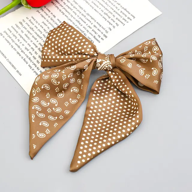 Printed Fabric Bow Ponytail Spring Clip Ladies Outing Headdress Top Clip K - Shop at LoveMi