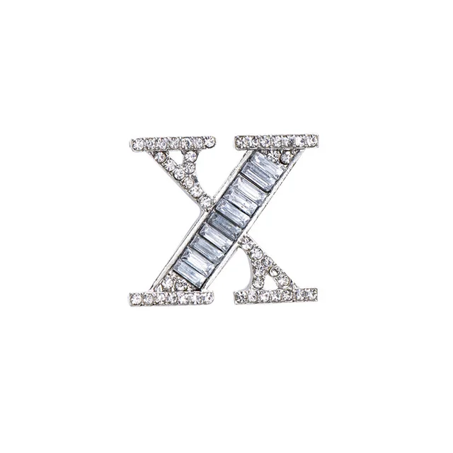 26 English Letters Crystal Brooch Suit Corsage Pin Badge X - Shop at LoveMi