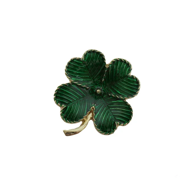 College Style Alloy Electroplating Green Four leaf Clover Brooch Green - Shop at LoveMi