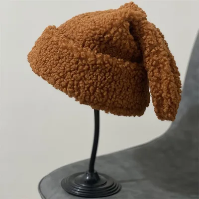Women's Wool Hat With Big Rabbit Ears Fashion Trendy All match Brown - Shop at LoveMi