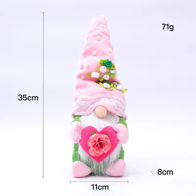 Valentine's Day Top Hat Pearl Flower Faceless Doll Green - Shop at LoveMi
