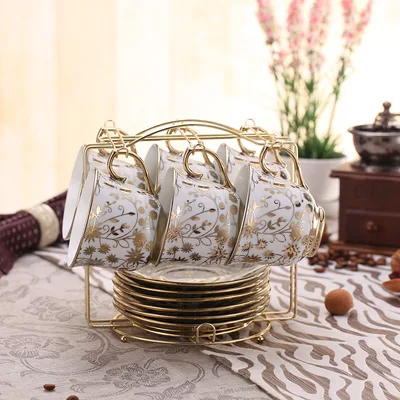 European style Bone China Coffee Set British Afternoon Tea Cup Simple Household Gypsophila - Shop at LoveMi