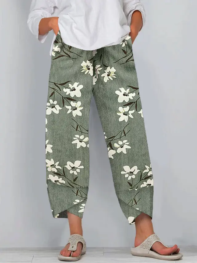 Dandelion Star Print Panelled Trousers Green - Shop at LoveMi