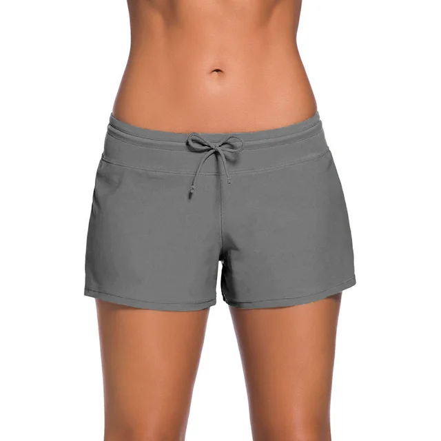 Low Waist Lace Up Plus Size Boxer Swim Trunks Grey - Shop at LoveMi