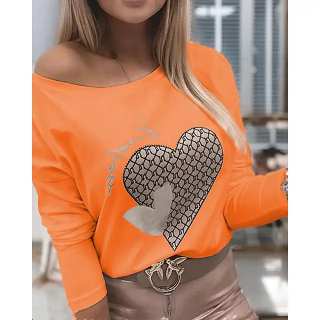 Spot Women's Long Sleeve Off the shoulder Blouse Love Orange - Shop at LoveMi