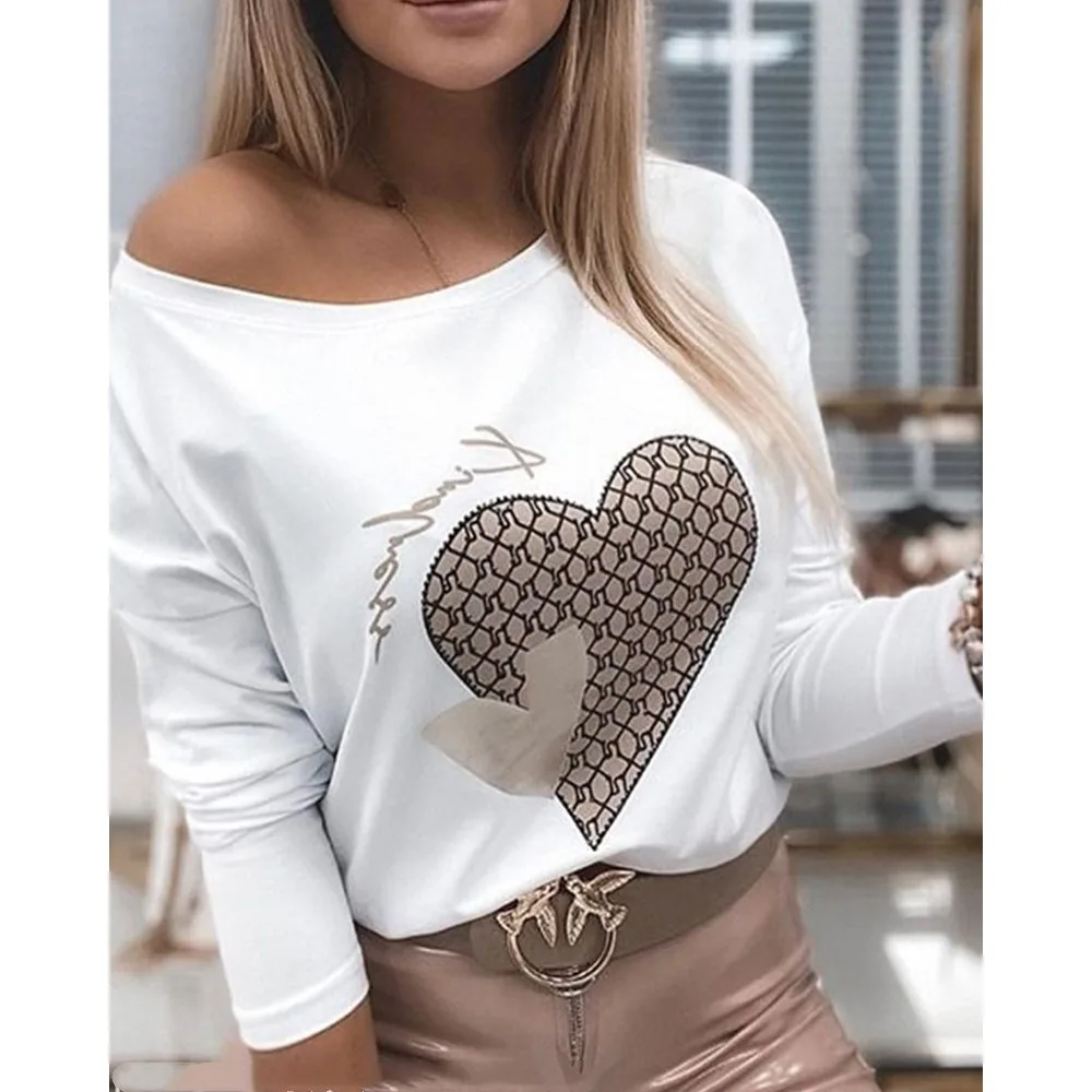 Spot Women's Long Sleeve Off the shoulder Blouse Love White - Shop at LoveMi