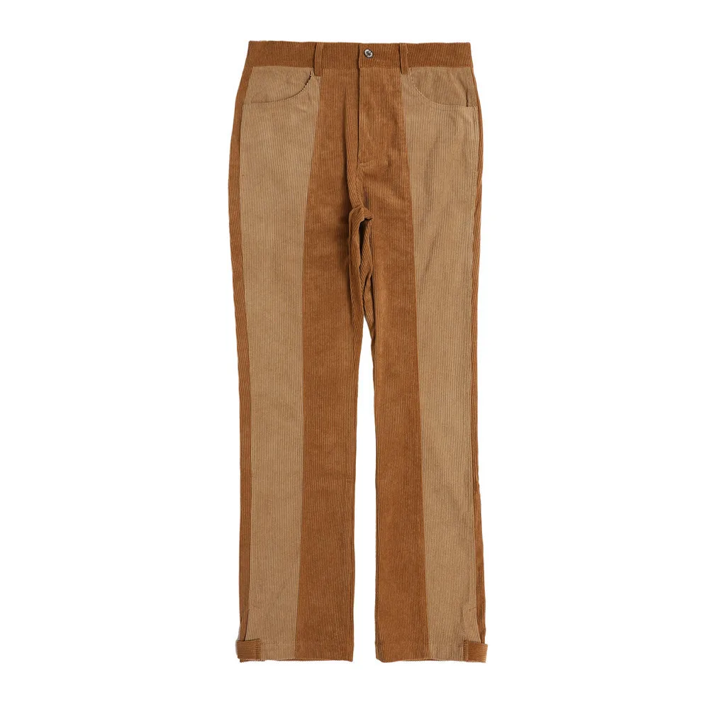 Colorblock Slim Straight Pants Street Trend Casual - Coffee