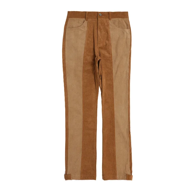 Colorblock Slim Straight Pants Street Trend Casual Coffee - Shop at LoveMi