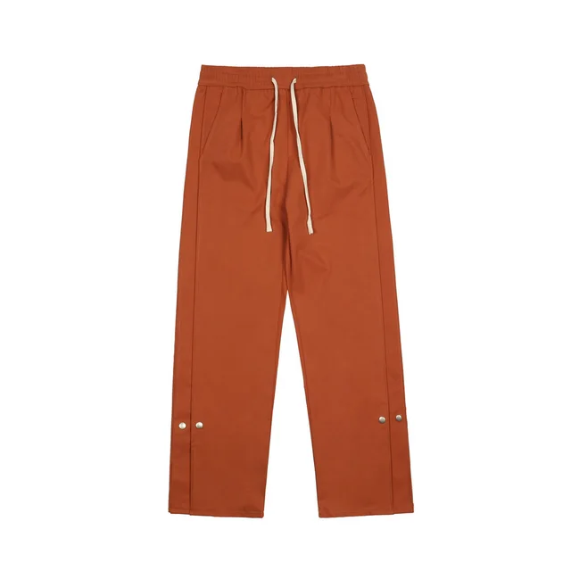 Elastic Waist Loose Straight Pants Street Trend Patchwork Orange Red - Shop at LoveMi