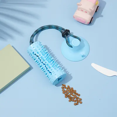 Multifunctional Dog Chew Food Dispenser With Suction Cup Pet Molar For Playing Biting Puppy Pulling Tugging Blue - Shop at LoveMi