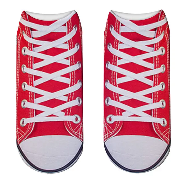 New Sneakers Print New 3D Women's Socks Red Shoes - Shop at LoveMi