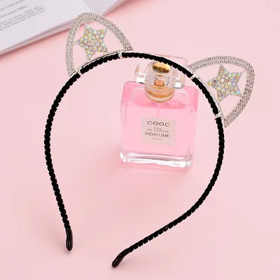 Cute Handmade Diamond Little Devil Cat Ear Headband Double Row Drill Five Stars - Shop at LoveMi