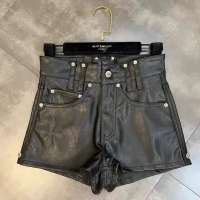 Midnight Biker Studded Cross Faux Cropped Leather Jacket Shorts S - Shop at LoveMi