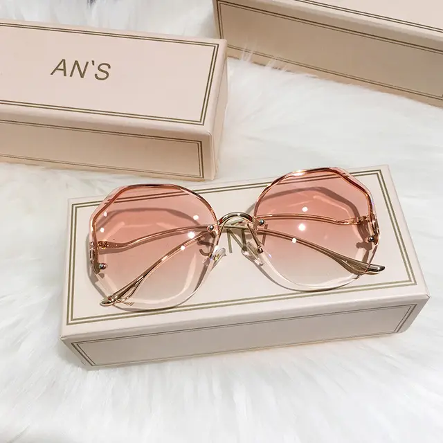 Frameless Cut Edge Tan Gradient Sunglasses C5 - Shop at LoveMi