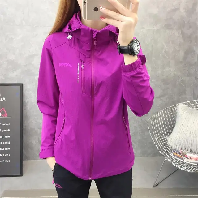 Men's Waterproof And Windproof Soft Shell Outdoor Double Layer Women's Jacket Womens Purple Single Coat - Shop at LoveMi