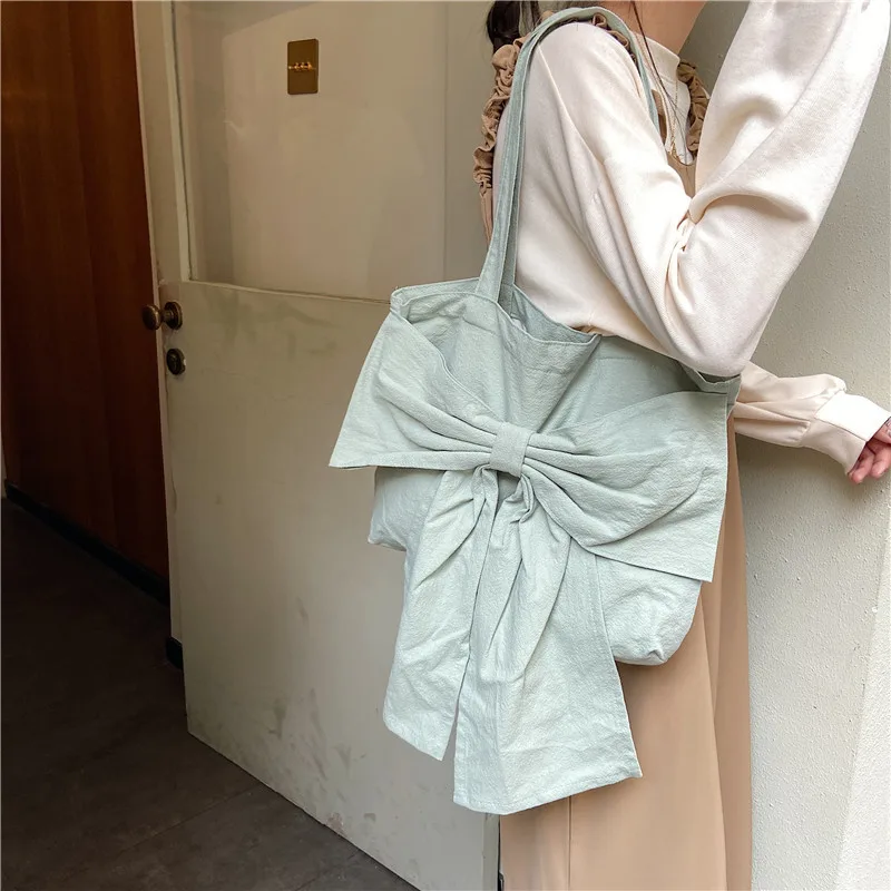 Fashion Personality Bow Girl Canvas Bag Green - Shop at LoveMi