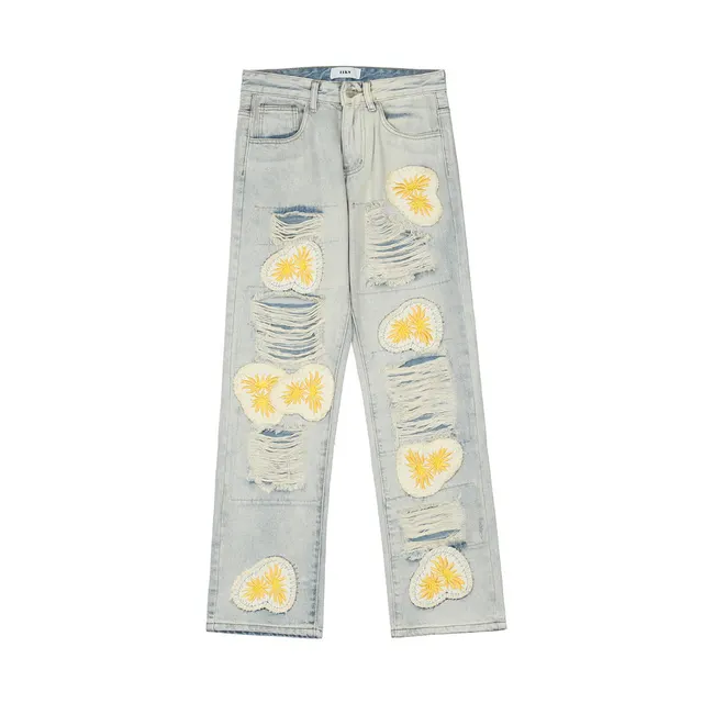 Wash Old Jeans With Holes And Patches Blue - Shop at LoveMi