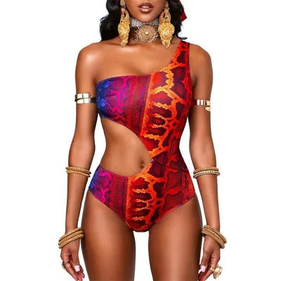 Swimsuit Women's Snake Print One piece Slimming Suit Two L - Shop at LoveMi