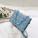 Fall Embossed Small Square Candy Acrylic Chain Tote - Blue