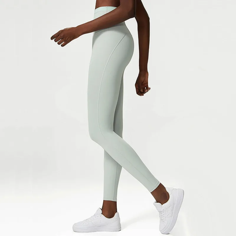 Anti roll Sports Leggings Plus Size Stretch Ice Ash S - Shop at LoveMi