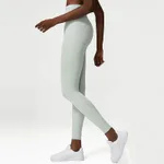 Anti-roll Sports Leggings Plus Size Stretch - Ice Ash-S