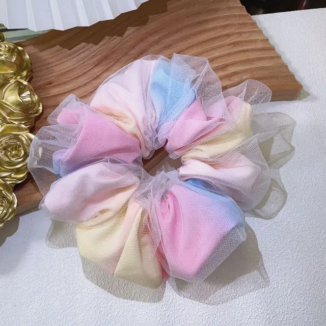 Rainbow Double layered Large Intestine Hair Tie - Shop at LoveMi