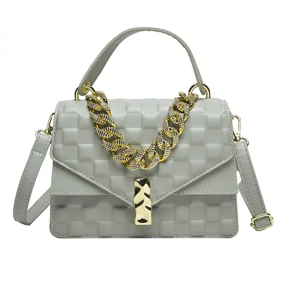 European And American Plaid Thick Chain Portable Small Square Bag Green - Shop at LoveMi