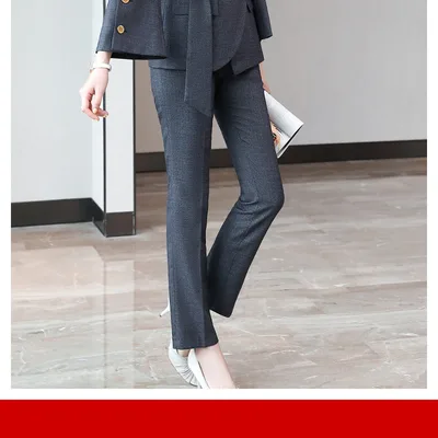 Ladies Business Wear Fashion Business Tooling Grey Plaid Pants - Shop at LoveMi