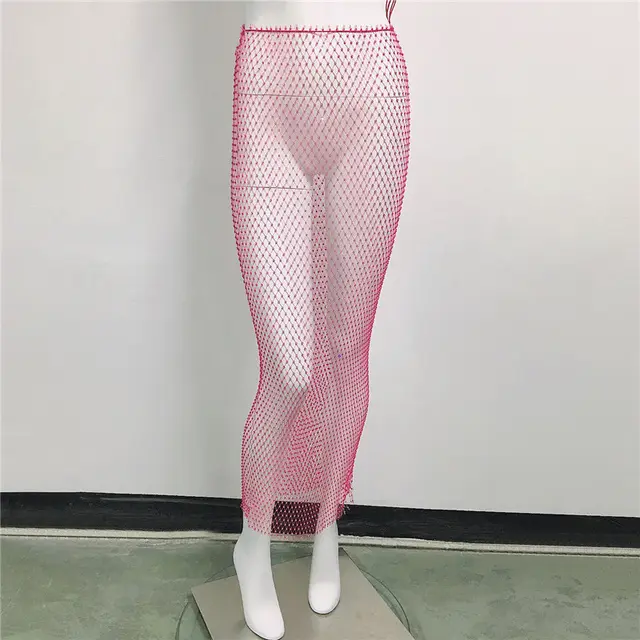 Diamond A line Skirt With Hips Hollow Out Rose Red - Shop at LoveMi