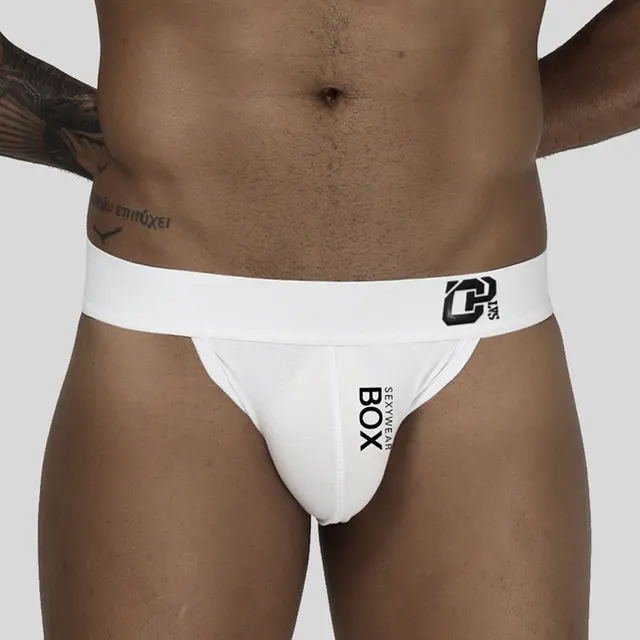 Men's Solid Color Cotton Double Thong Underwear Formal Dress White - Shop at LoveMi