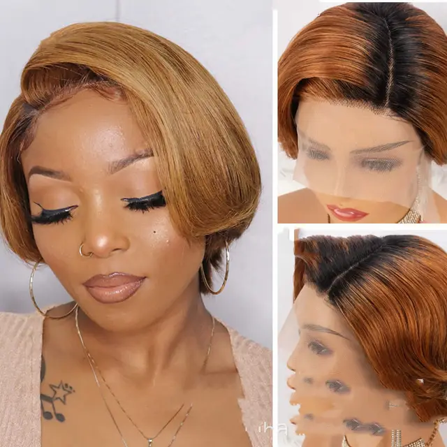 Wig Pixie Real Hair Front Lace Nb26T1B30 - Shop at LoveMi
