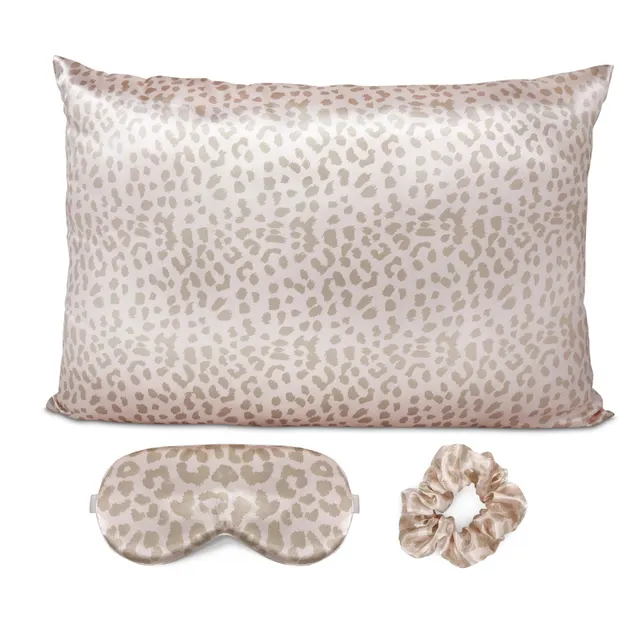 Simulated Silk Colored Ding Pillow Cover Leopard Print Threepiece Set - Shop at LoveMi