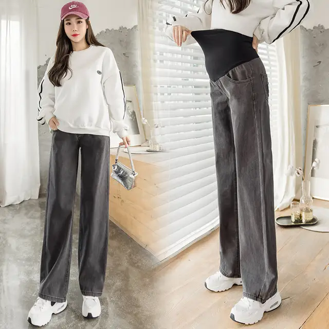 Ladies Maternity Jeans Spring Autumn Loose Casual Soot - Shop at LoveMi