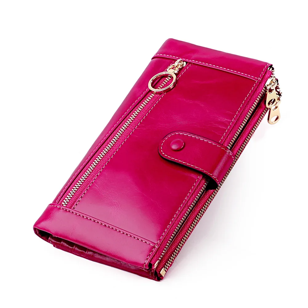 Fashion Personality Vintage Oil Waxed Leather Ladies Wallet Rose - Shop at LoveMi