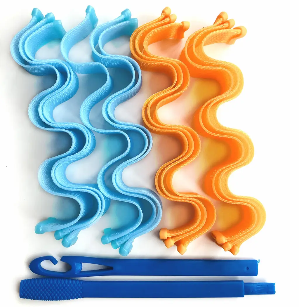 Magic Manual Curling Iron Without Hurting Hair - Blue Orange - View 1