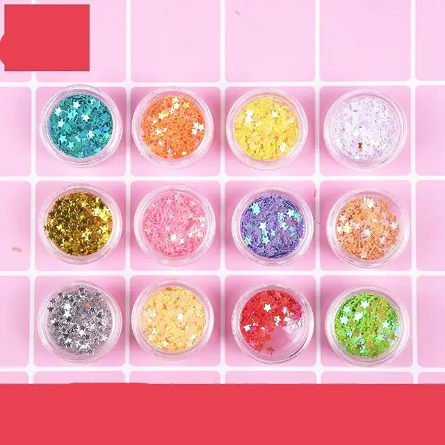 DIY 12 color glitter set Solid Five Pointed Star - Shop at LoveMi