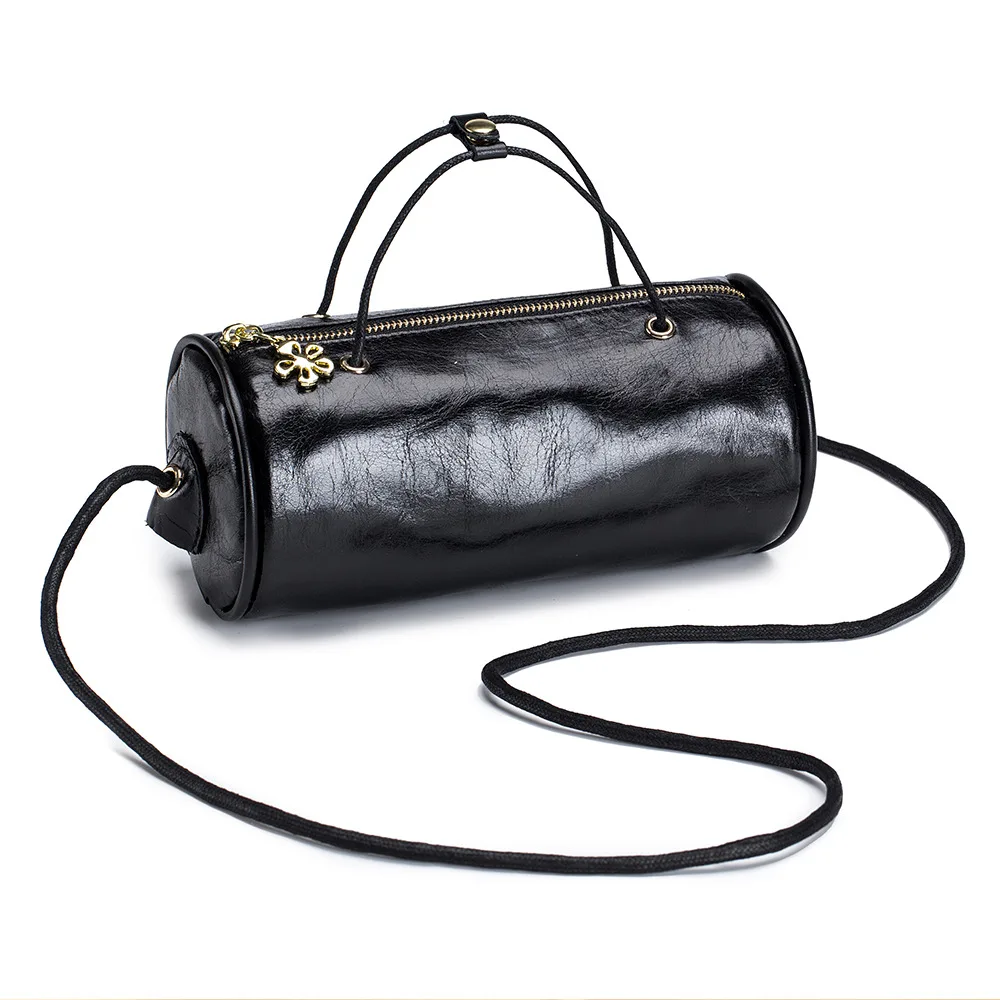 Drum-shaped Mini Bag For Cell Phone Glasses - Black - View 1