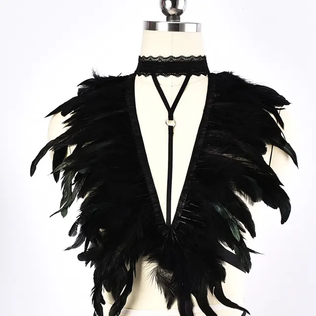 Shoulder Strap Feather Halter Beauty Back Harness Black - Shop at LoveMi