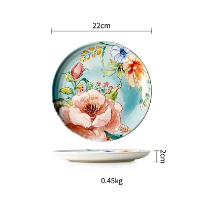 French Underglaze Ceramic Dinner Plate Dim Sum Tray 8.6Inch Small Plate - Shop at LoveMi